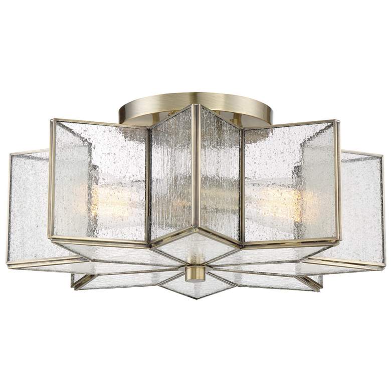 Image 1 Savoy House Meridian 16" Wide Natural Brass 2-Light Ceiling Light