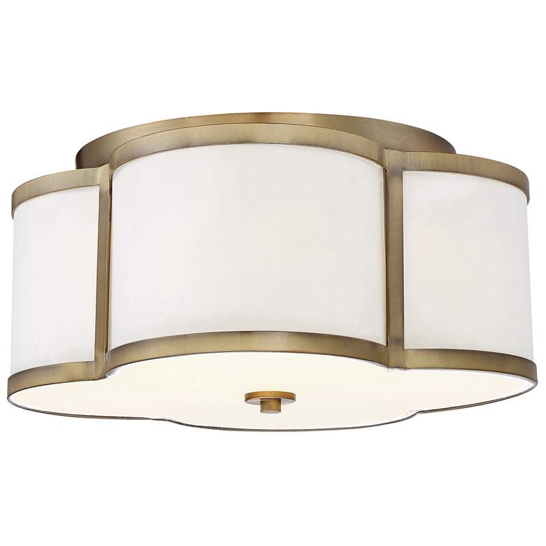 Image 1 Savoy House Meridian 16 inch Wide Natural Brass 3-Light Ceiling Light