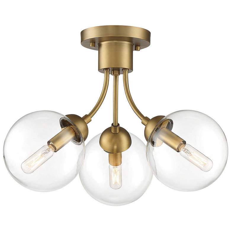 Image 1 Savoy House Meridian 16 inch Wide Natural Brass 3-Light Ceiling Light
