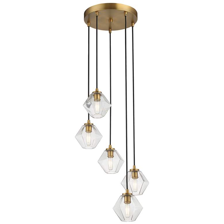 Image 1 Savoy House Meridian 16 inch Wide Natural Brass 5-Light Chandelier