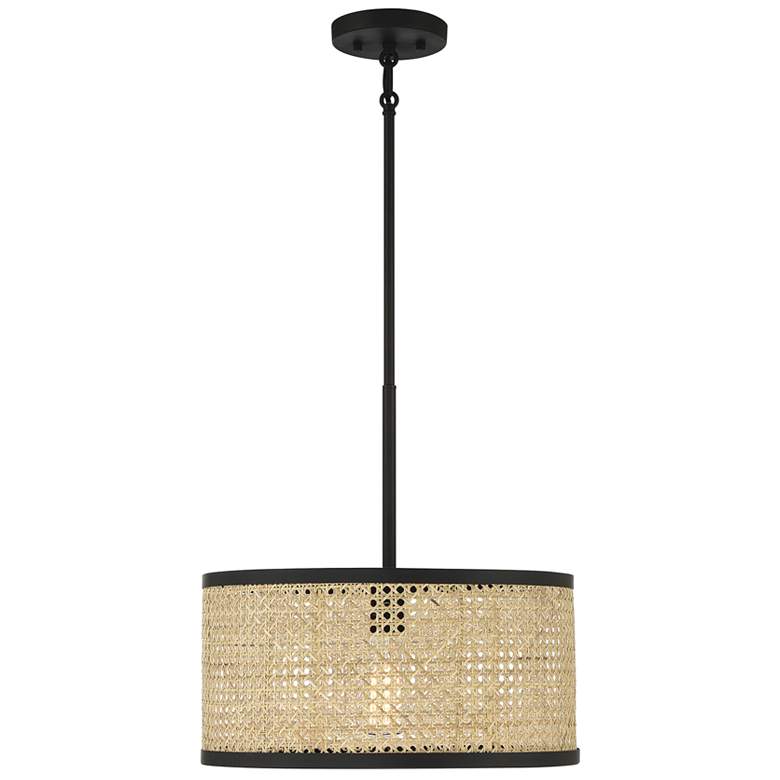 Image 1 Savoy House Meridian 16 inch Wide Natural Cane with Matte Black 1-Light Pe