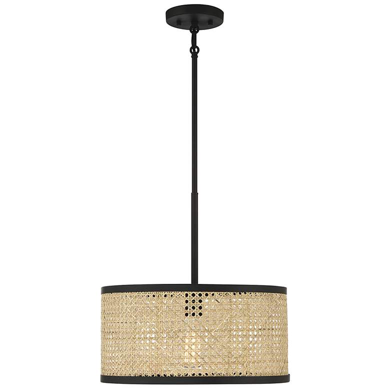Image 1 Savoy House Meridian 16" Wide Natural Cane with Matte Black 1-Light Pe