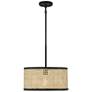 1_Savoy House Meridian 16" Wide Natural Cane with Matte Black 1-Light Pe
