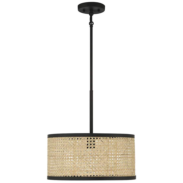 Image 2 Savoy House Meridian 16" Wide Natural Cane with Matte Black 1-Light Pe more views