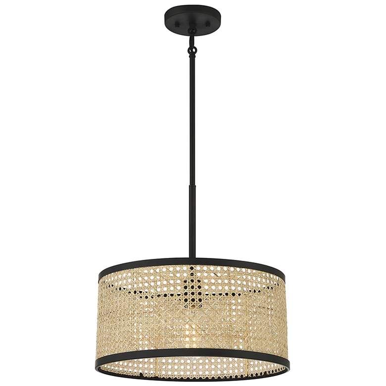 Image 3 Savoy House Meridian 16" Wide Natural Cane with Matte Black 1-Light Pe more views