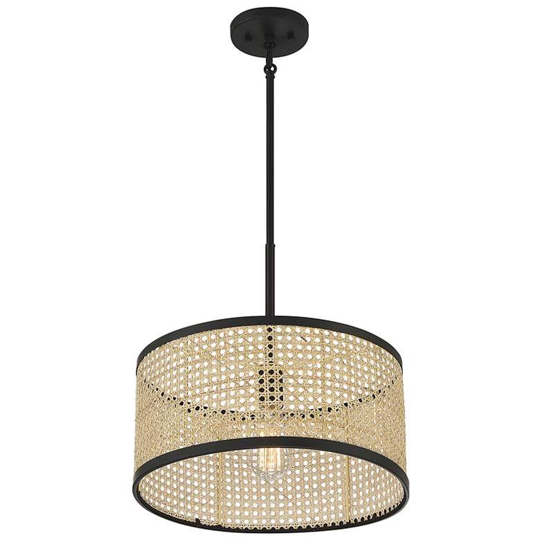 Image 4 Savoy House Meridian 16" Wide Natural Cane with Matte Black 1-Light Pe more views