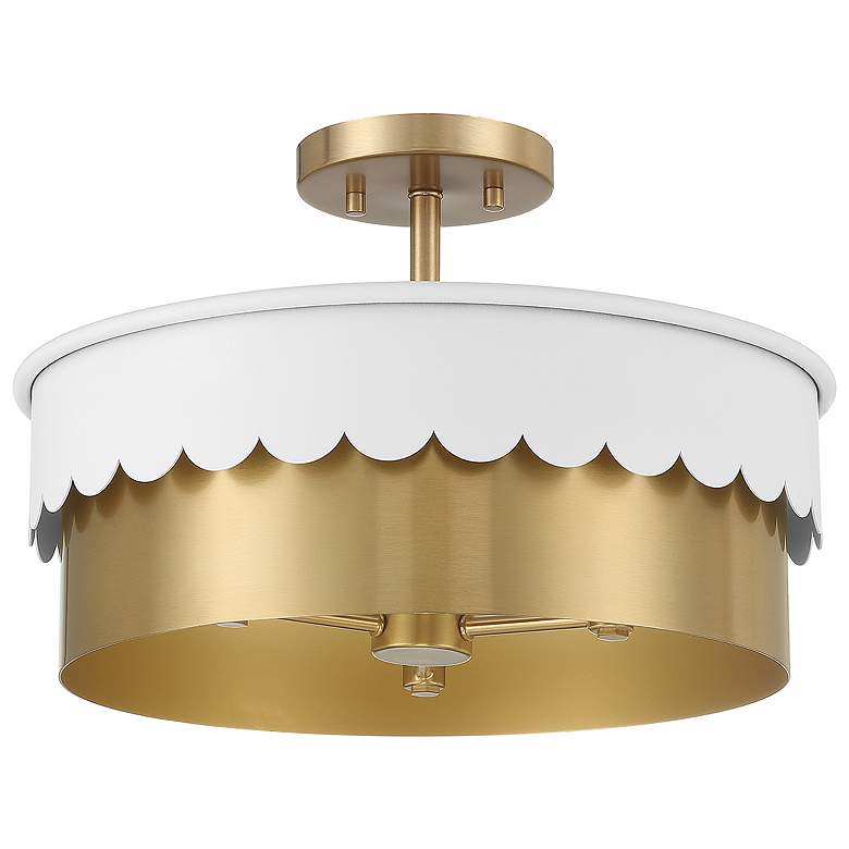 Image 1 Savoy House Meridian 16 inch Wide White and Natural Brass 3-Light Ceiling 