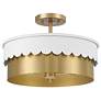 Savoy House Meridian 16" Wide White and Natural Brass 3-Light Ceiling