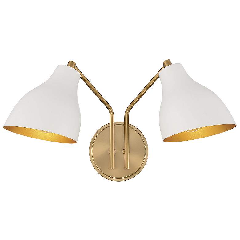 Image 1 Savoy House Meridian 17.5 inch Wide White &#38; Natural Brass 2-Light Wall