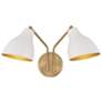 Savoy House Meridian 17.5" Wide White &#38; Natural Brass 2-Light Wall