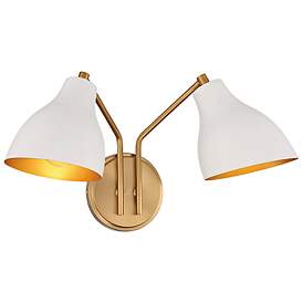 Image5 of Savoy House Meridian 17.5" Wide White & Natural Brass 2-Light Wall more views