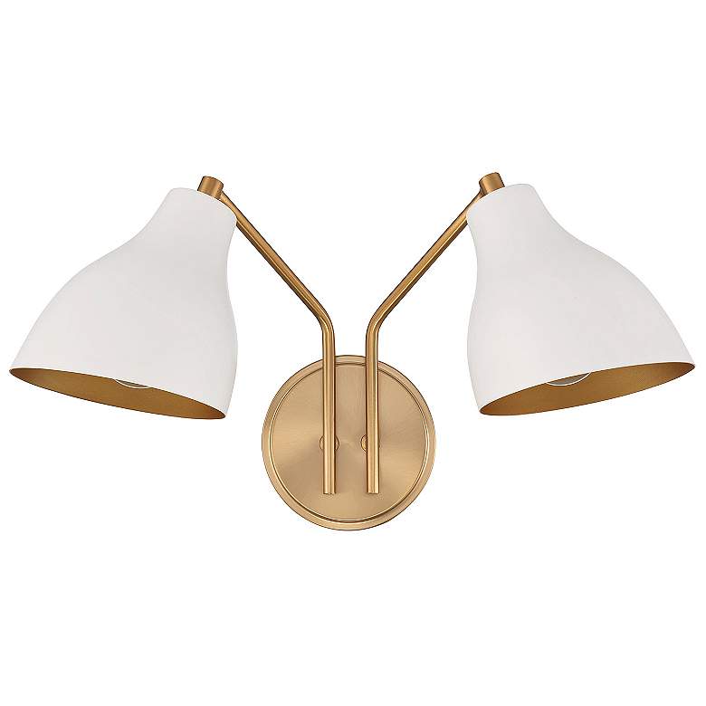 Image 6 Savoy House Meridian 17.5" Wide White & Natural Brass 2-Light Wall more views
