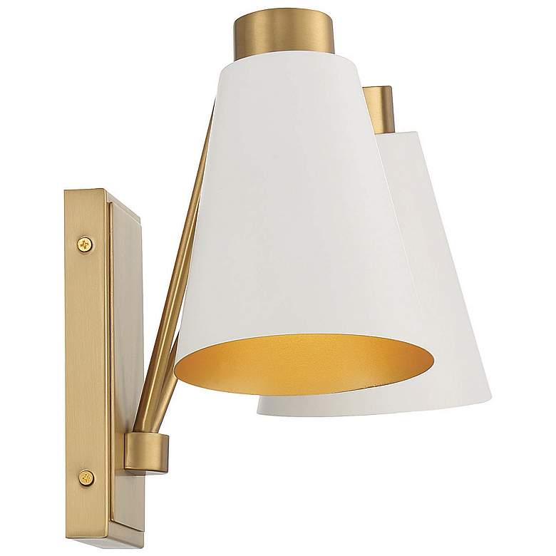 Image 3 Savoy House Meridian 17.5 inch Wide White &#38; Natural Brass 2-Light Wall more views