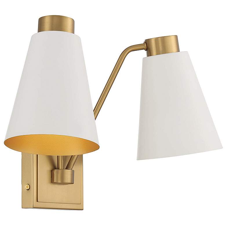 Image 6 Savoy House Meridian 17.5 inch Wide White &#38; Natural Brass 2-Light Wall more views