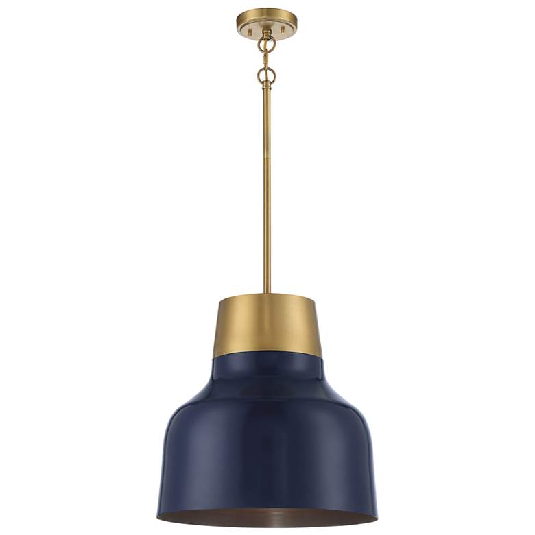 Image 1 Savoy House Meridian 17 inch Wide Navy Blue with Natural Brass 1-Light Pen