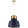 Savoy House Meridian 17" Wide Navy Blue with Natural Brass 1-Light Pen