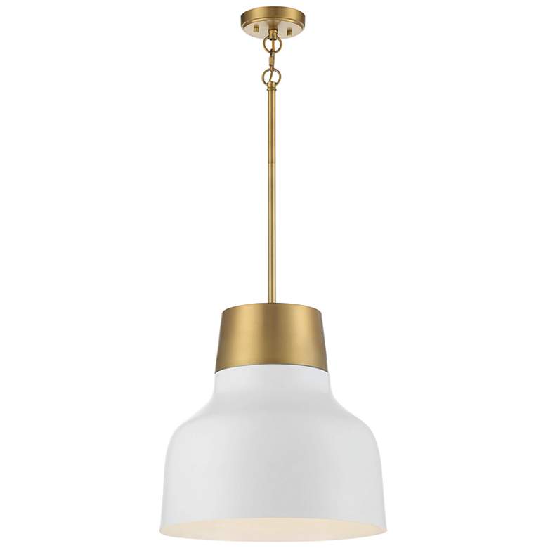 Image 1 Savoy House Meridian 17" Wide White with Natural Brass 1-Light Pendant