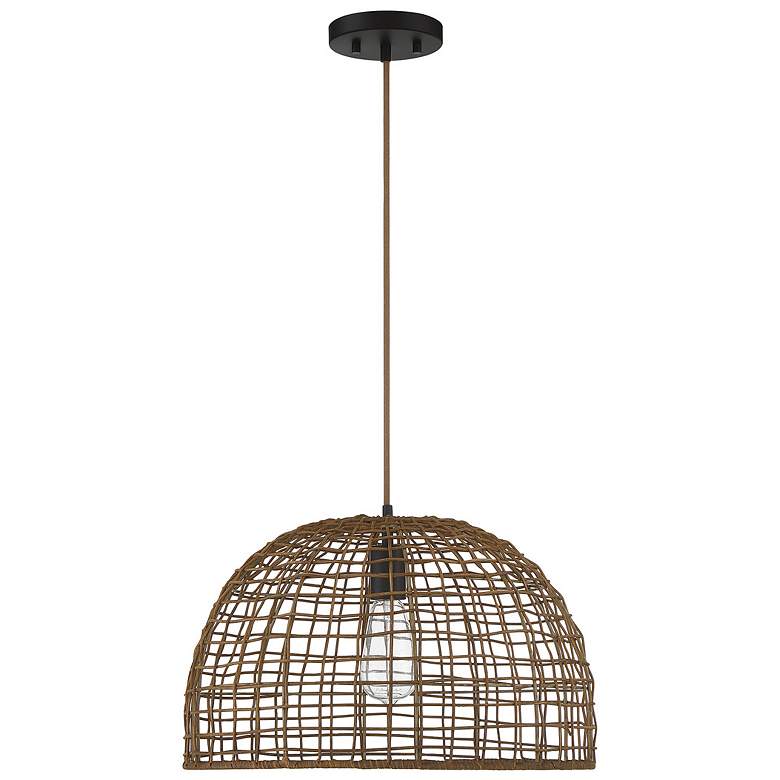 Image 2 Savoy House Meridian 18" Dark Rattan & a Dark Brown Socket 1-Light more views