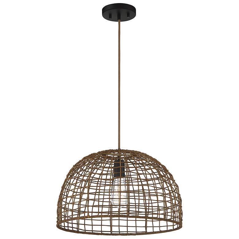 Image 3 Savoy House Meridian 18" Dark Rattan & a Dark Brown Socket 1-Light more views