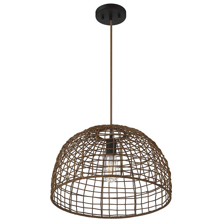 Image 4 Savoy House Meridian 18" Dark Rattan & a Dark Brown Socket 1-Light more views