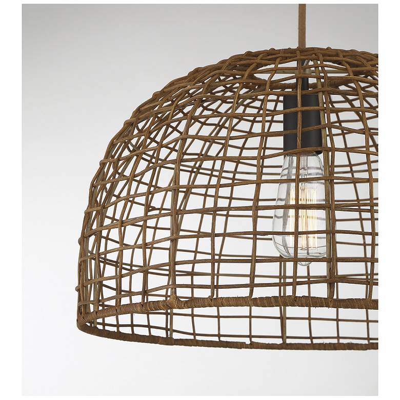 Image 5 Savoy House Meridian 18" Dark Rattan & a Dark Brown Socket 1-Light more views