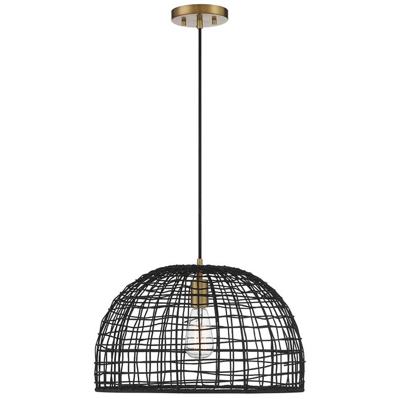Image 1 Savoy House Meridian 18" Wide Brass with Black Pendant Light