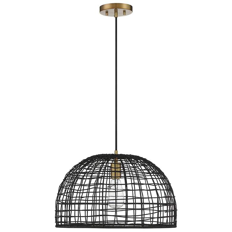 Image 2 Savoy House Meridian 18" Wide Brass with Black Pendant Light more views