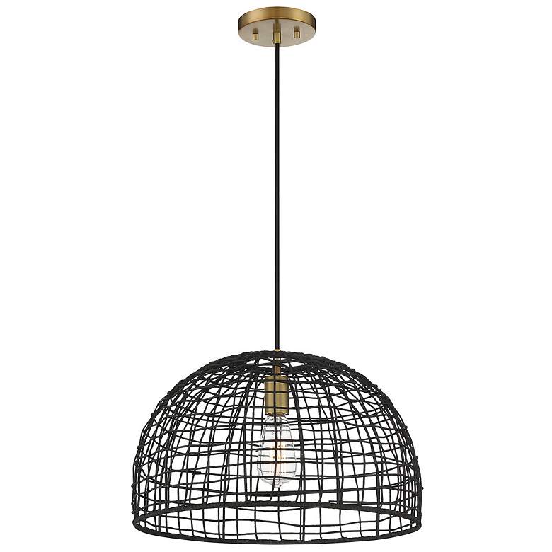 Image 3 Savoy House Meridian 18" Wide Brass with Black Pendant Light more views