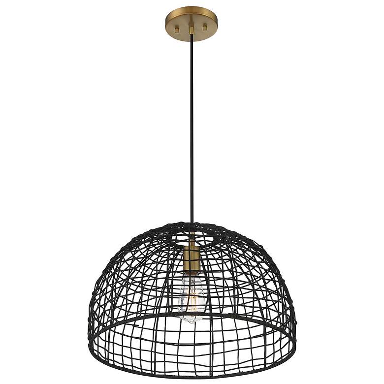 Image 4 Savoy House Meridian 18" Wide Brass with Black Pendant Light more views