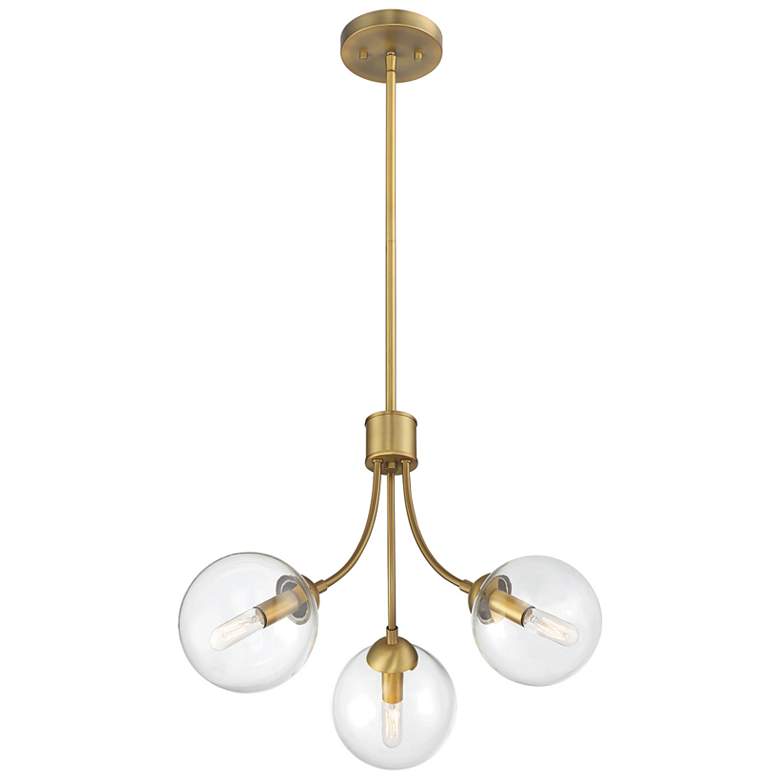 Image 1 Savoy House Meridian 18" Wide Natural Brass 3-Light Chandelier