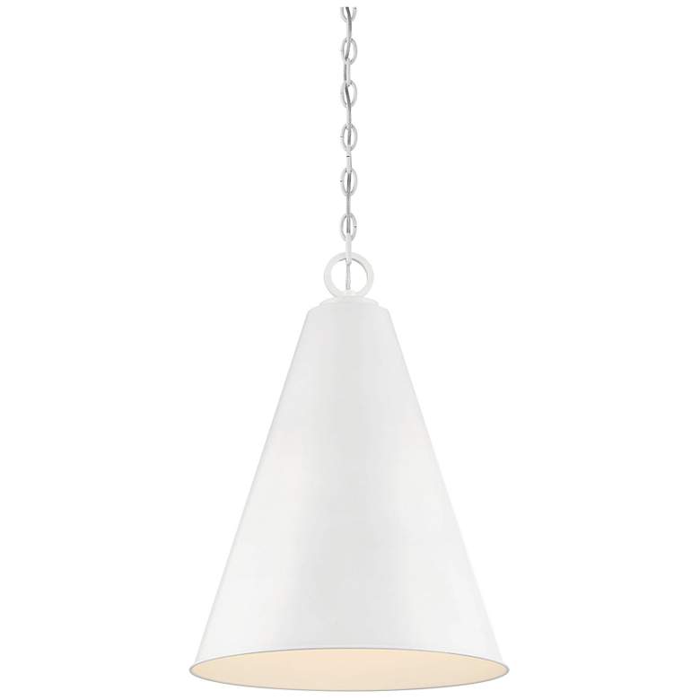 Image 1 Savoy House Meridian 18" Wide White Cone Mini Pendant