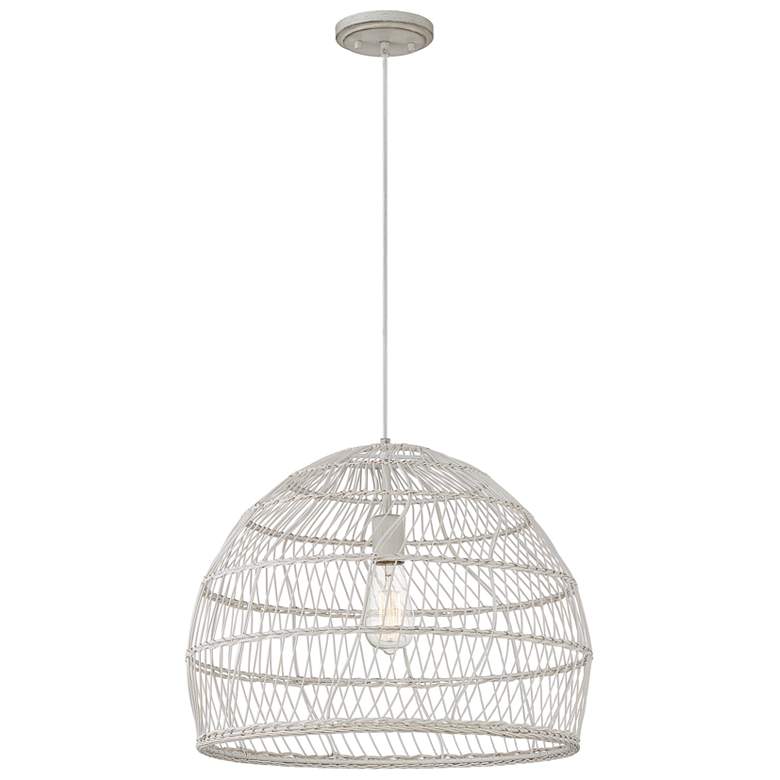 Image 1 Savoy House Meridian 20 inch White Rattan with a White Socket 1-Light Pend