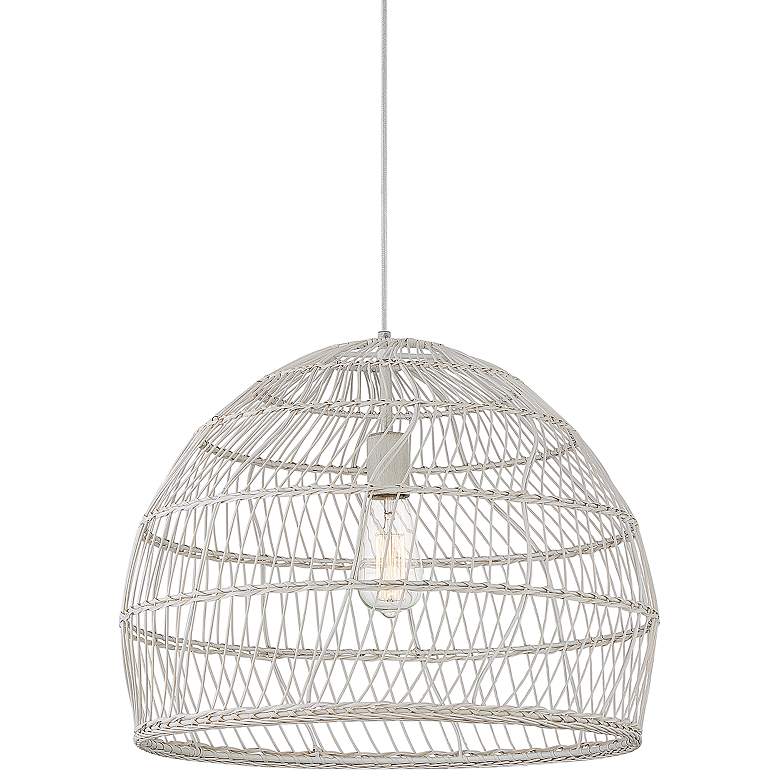 Image 1 Savoy House Meridian 20" White Rattan with a White Socket 1-Light Pend