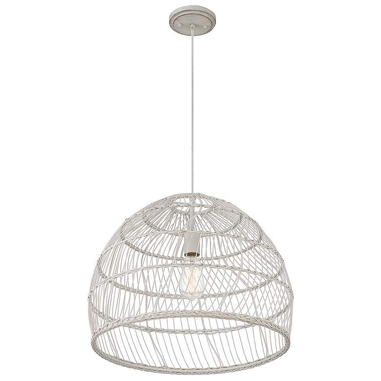Image 4 Savoy House Meridian 20" White Rattan with a White Socket 1-Light Pend more views