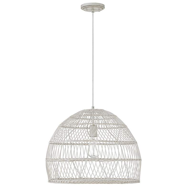 Image 6 Savoy House Meridian 20" White Rattan with a White Socket 1-Light Pend more views