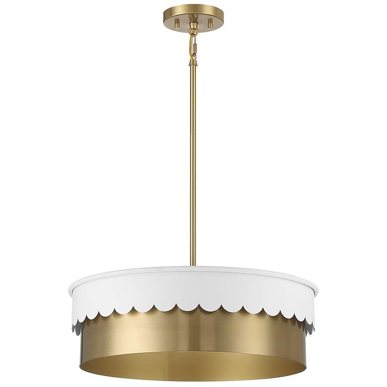 Image 1 Savoy House Meridian 20 inch Wide White and Natural Brass 4-Light Pendant