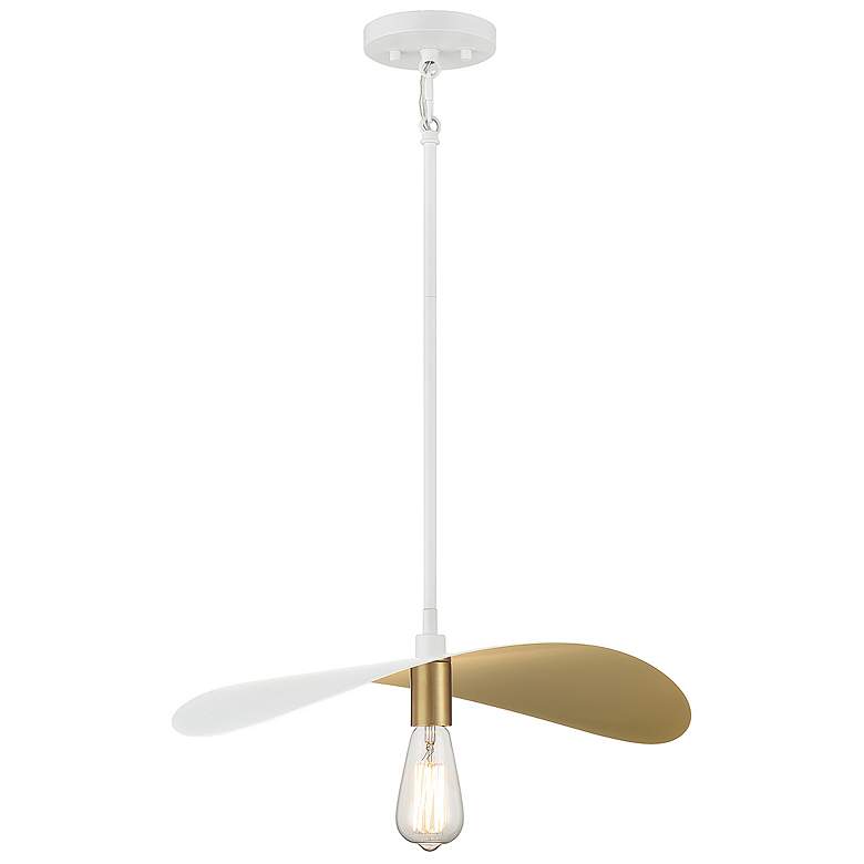 Image 1 Savoy House Meridian 20" Wide White and Painted Gold 1-Light Pendant
