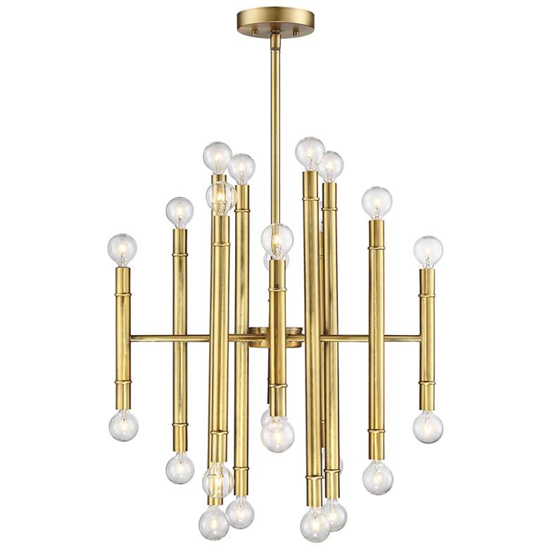 Image 1 Savoy House Meridian 22 inch Wide Natural Brass 24-Light Chandelier