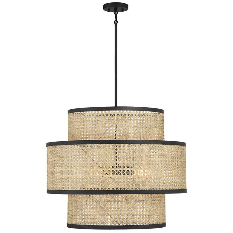 Image 1 Savoy House Meridian 22 inch Wide Natural Cane with Matte Black 3-Light Pe