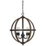 Savoy House Meridian 22" Wide Wood with Black 5-Light Chandelier