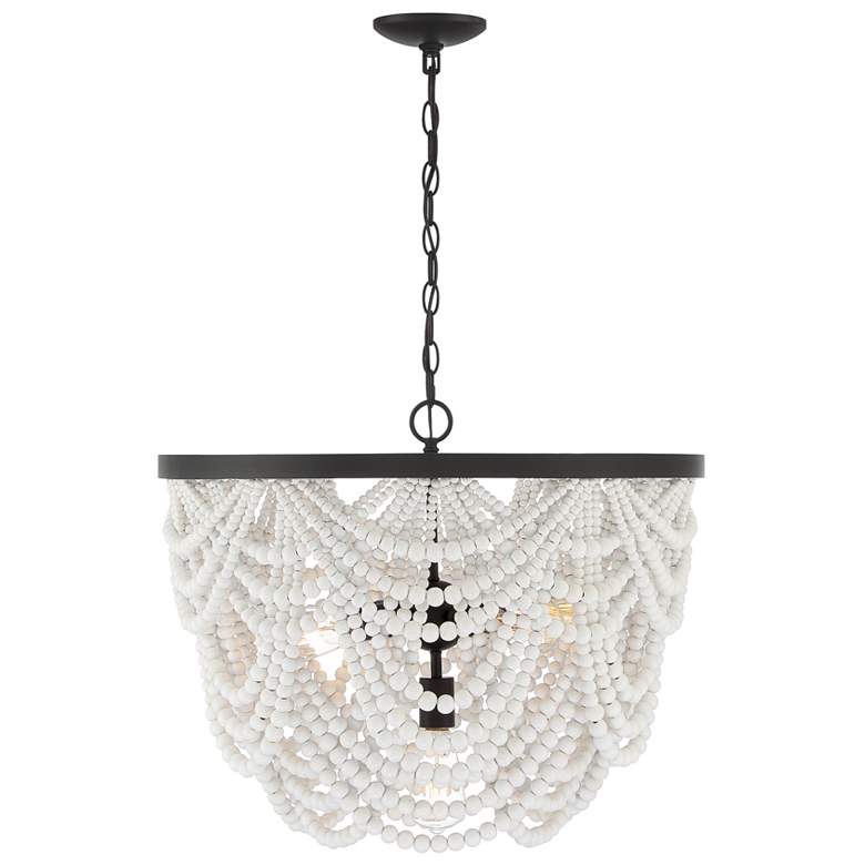 Image 1 Savoy House Meridian 24" Grecian White with Oil Rubbed Bronze Chandeli