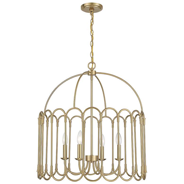Image 1 Savoy House Meridian 24" Wide Natural Brass 4-Light Pendant