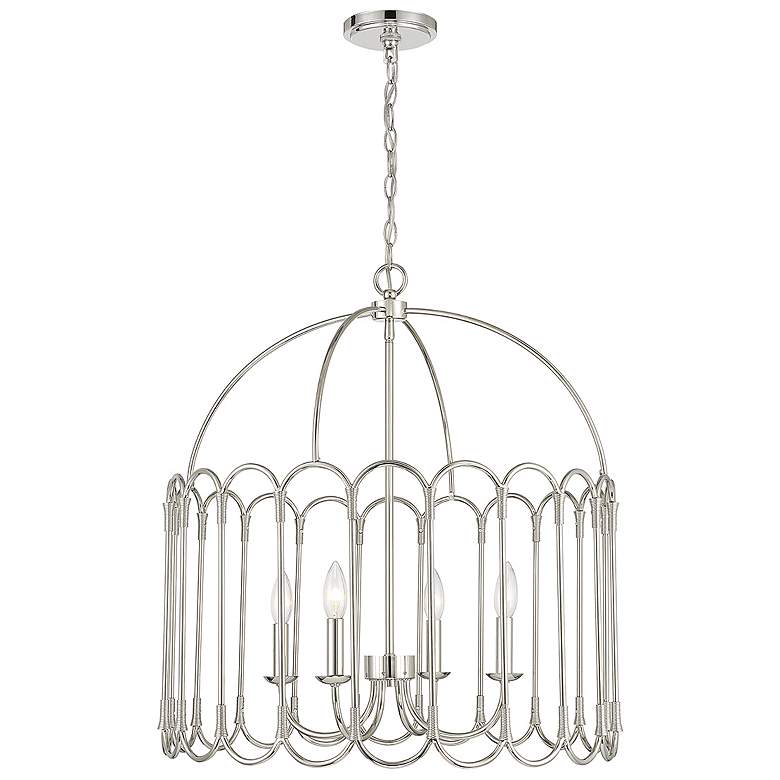 Image 1 Savoy House Meridian 24 inch Wide Polished Nickel 4-Light Pendant