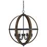 Savoy House Meridian 24" Wide Wood and Black 6-Light Pendant