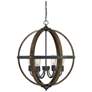 Savoy House Meridian 24" Wide Wood with Black 6-Light Pendant