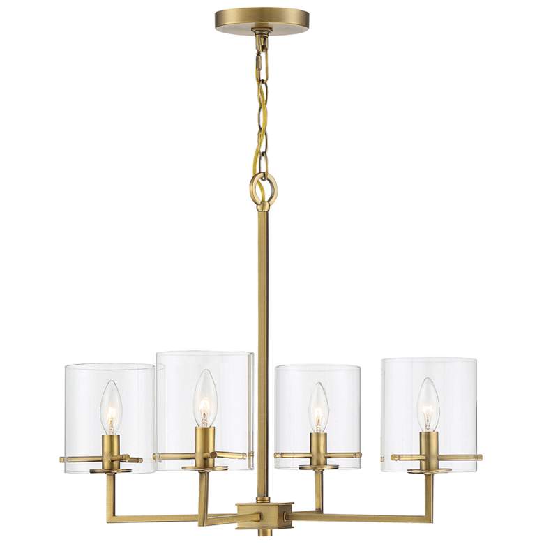Image 1 Savoy House Meridian 25.63 inch Wide Natural Brass 4-Light Chandelier