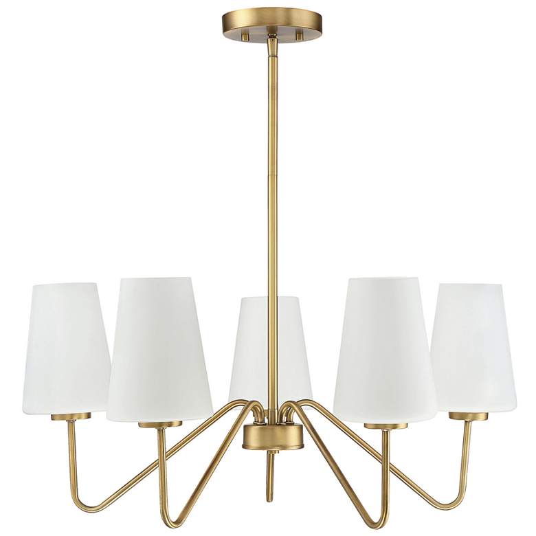 Image 1 Savoy House Meridian 25.75" Wide Natural Brass 5-Light Chandelier