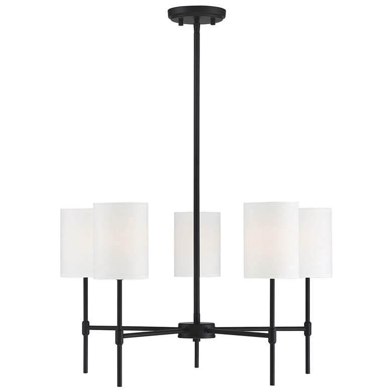 Image 1 Savoy House Meridian 25" Wide Black 5-Light Chandelier