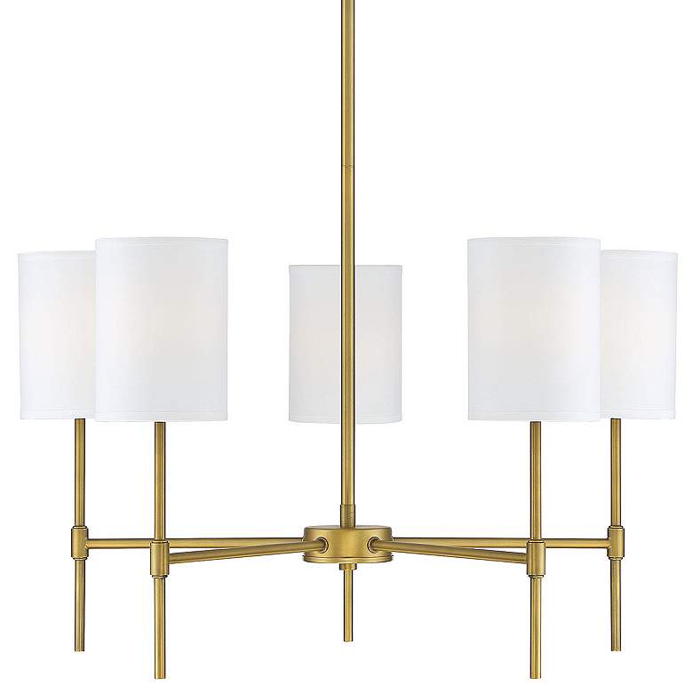 Image 1 Savoy House Meridian 25 inch Wide Natural Brass 5-Light Chandelier