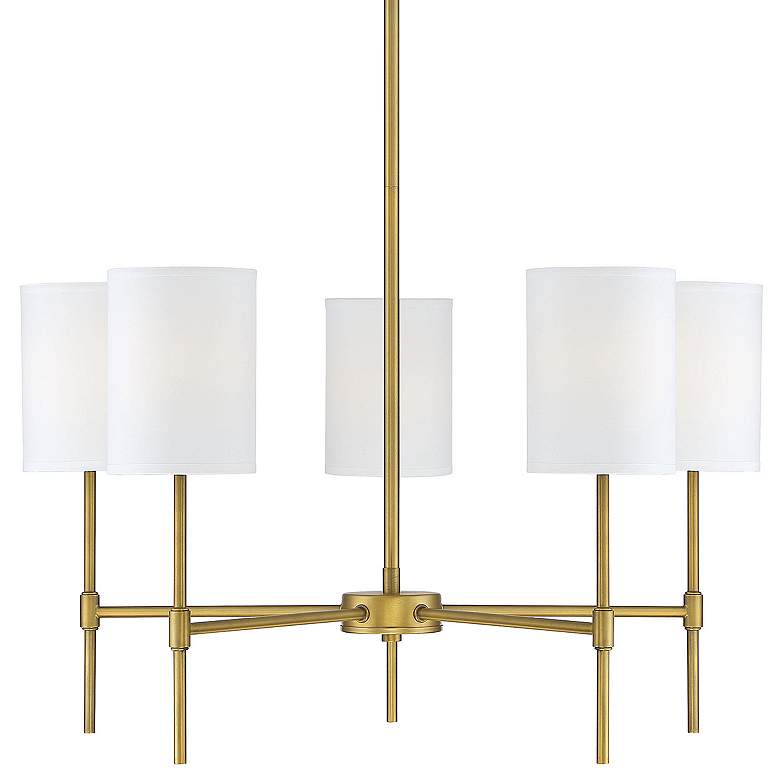 Image 1 Savoy House Meridian 25" Wide Natural Brass 5-Light Chandelier